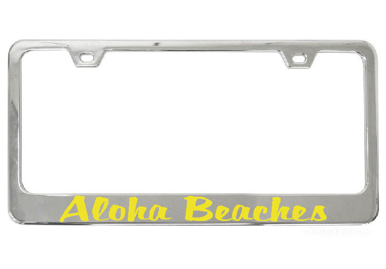 Aloha Beaches chrome license plate frame