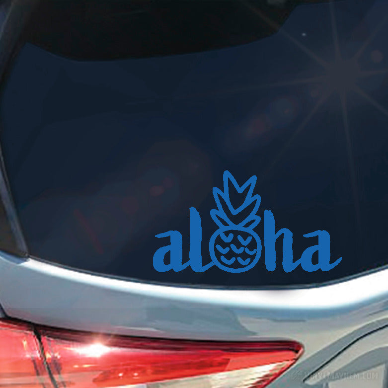 Aloha with hand drawn style pineapple vinyl sticker