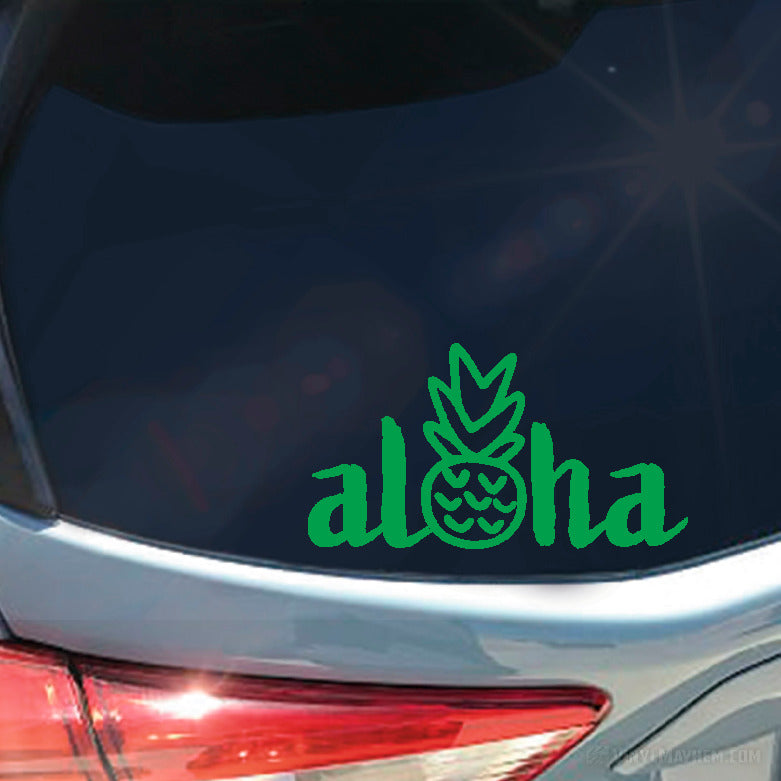 Aloha with hand drawn style pineapple vinyl sticker
