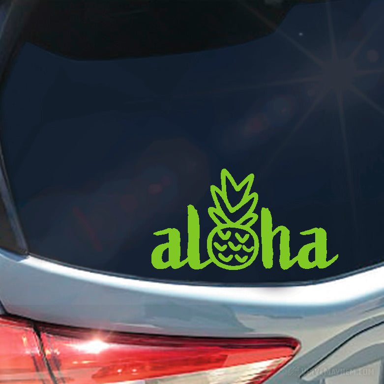 Aloha with hand drawn style pineapple vinyl sticker