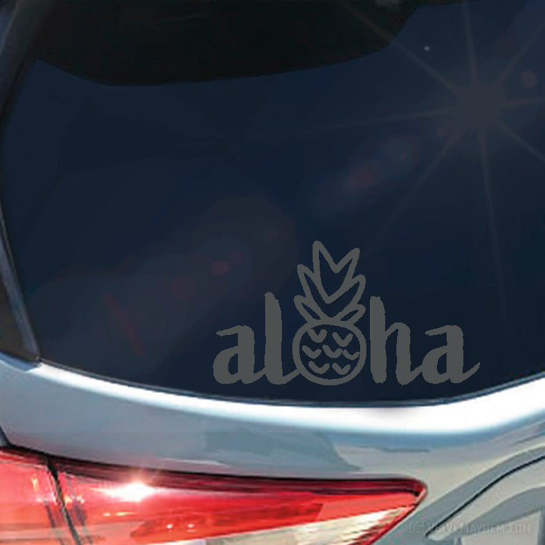 Aloha with hand drawn style pineapple vinyl sticker