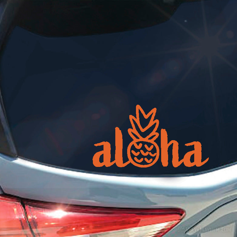 Aloha with hand drawn style pineapple vinyl sticker