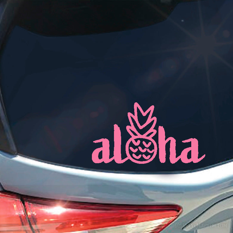 Aloha with hand drawn style pineapple vinyl sticker