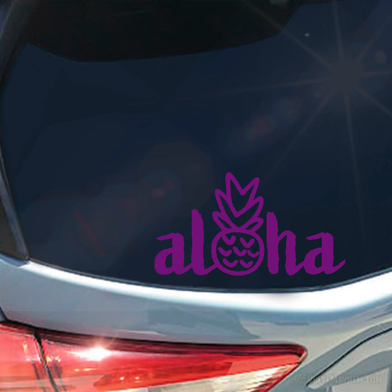 Aloha with hand drawn style pineapple vinyl sticker