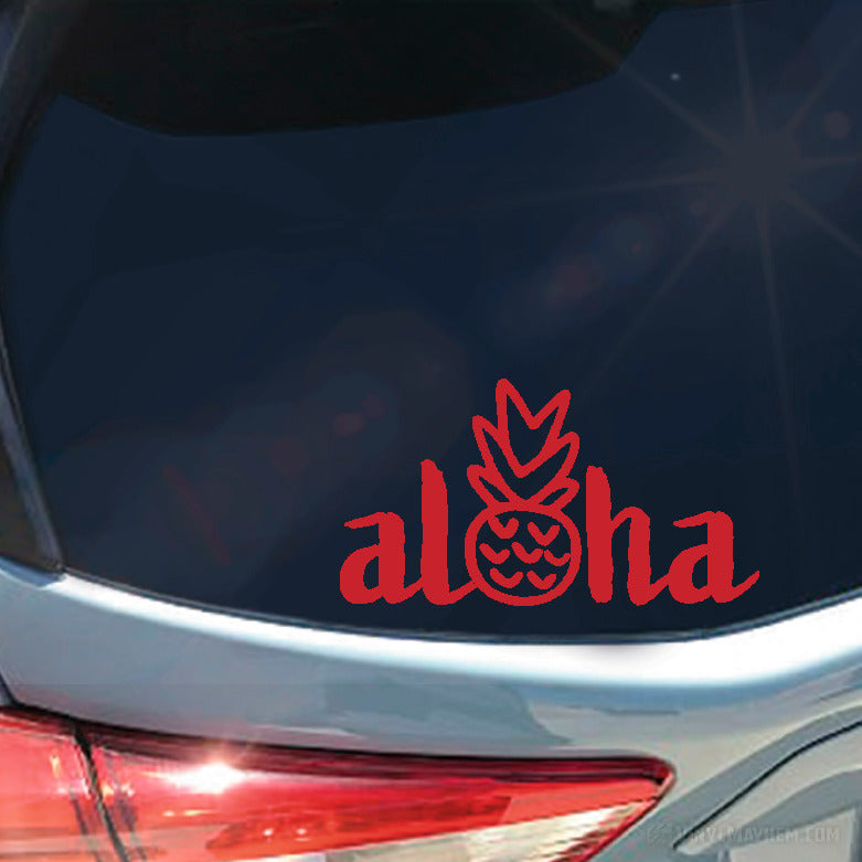 Aloha with hand drawn style pineapple vinyl sticker
