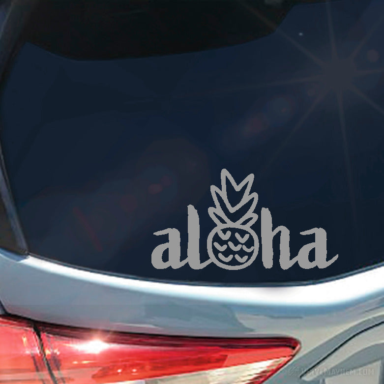 Aloha with hand drawn style pineapple vinyl sticker