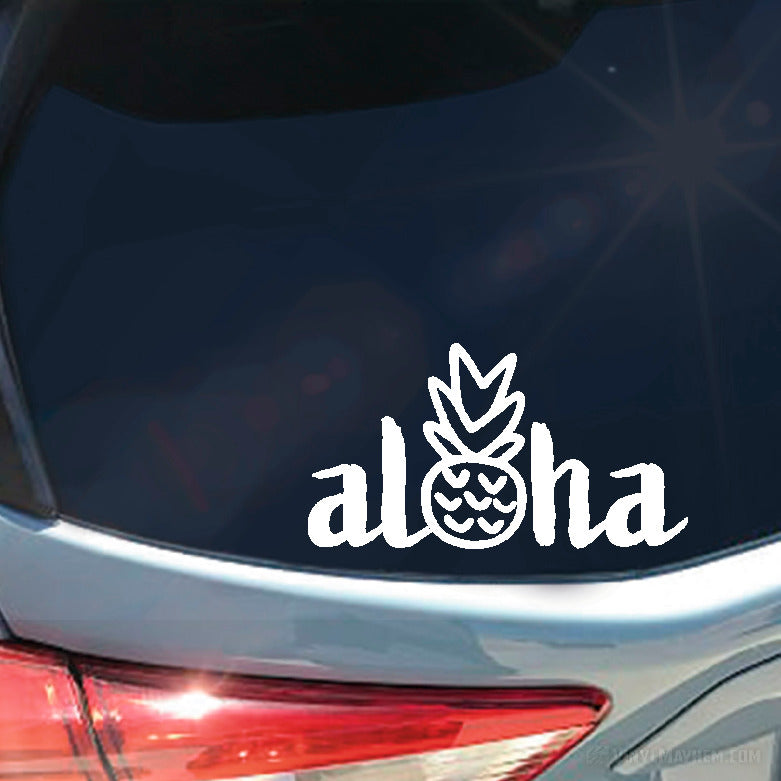 Aloha with hand drawn style pineapple vinyl sticker