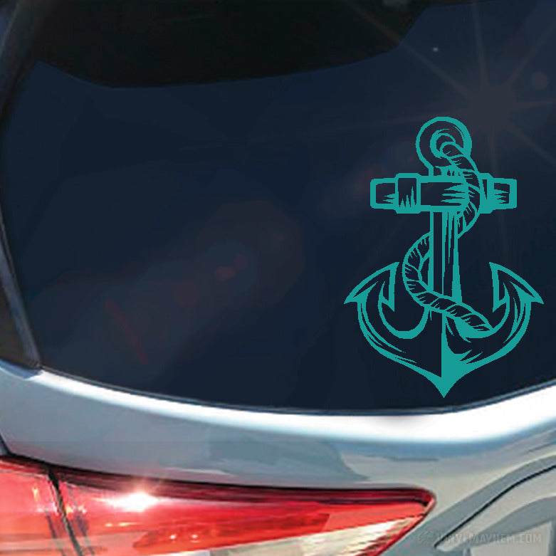 Boat Anchor Sailor Vinyl Decal Sticker - Nautical Car Auto Window (White) 10144