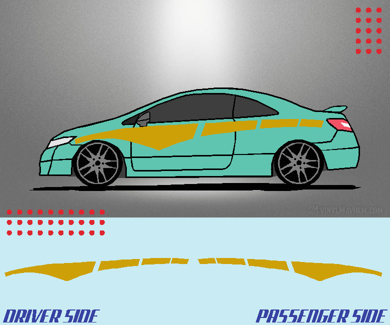 Arched Dashed Stripe vinyl graphic kit