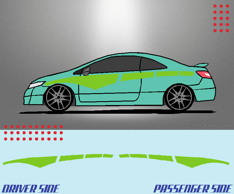 Arched Dashed Stripe vinyl graphic kit