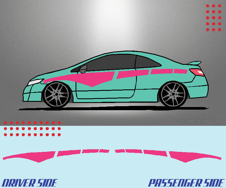 Arched Dashed Stripe vinyl graphic kit