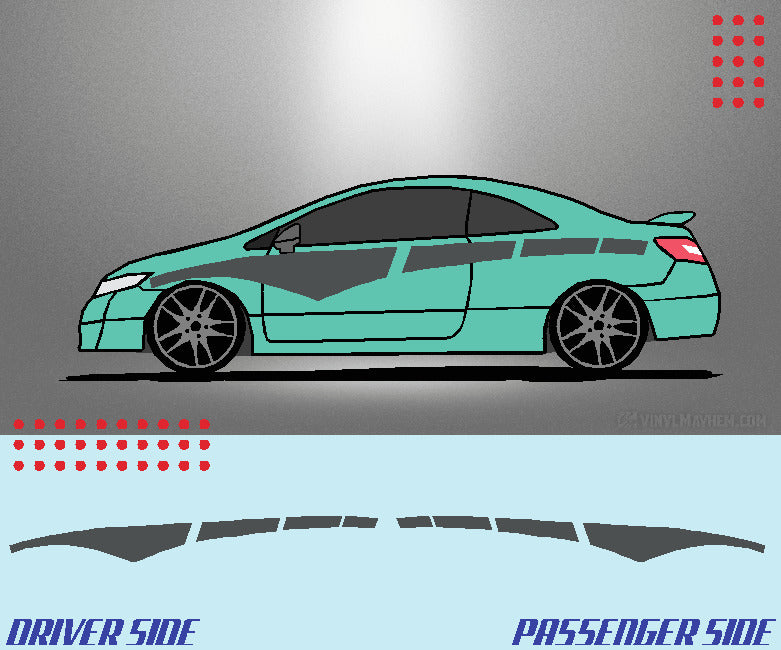 Arched Dashed Stripe vinyl graphic kit