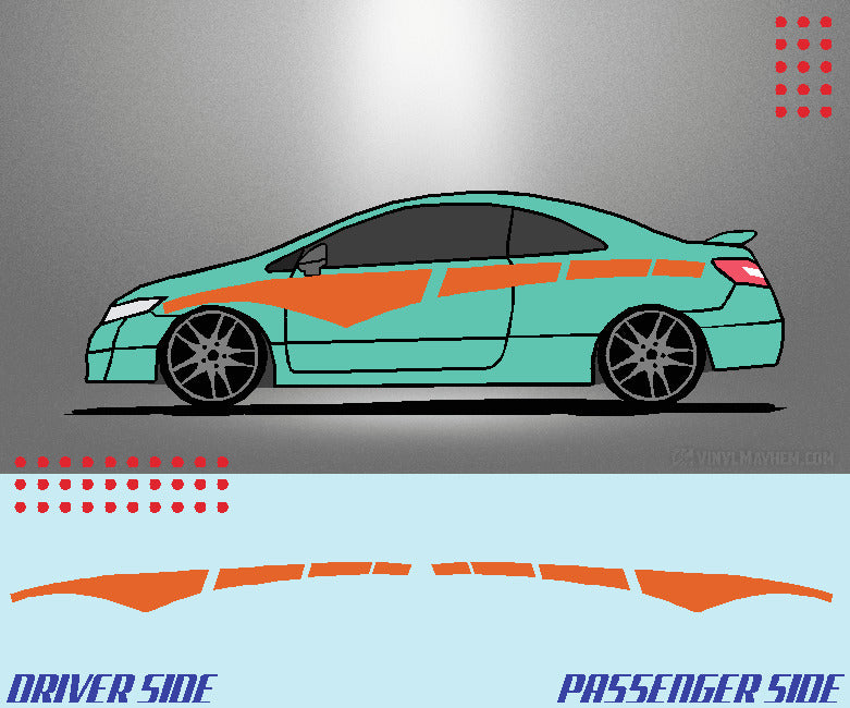 Arched Dashed Stripe vinyl graphic kit