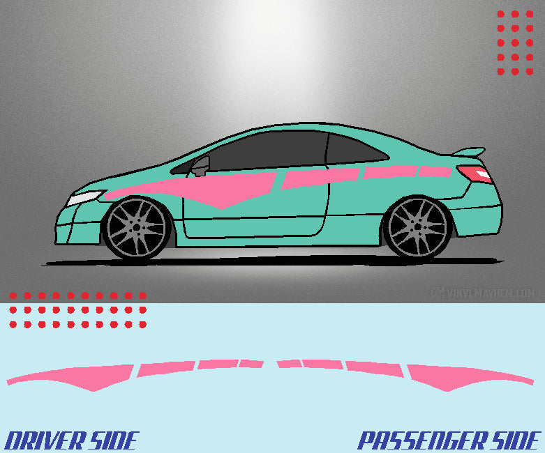 Arched Dashed Stripe vinyl graphic kit