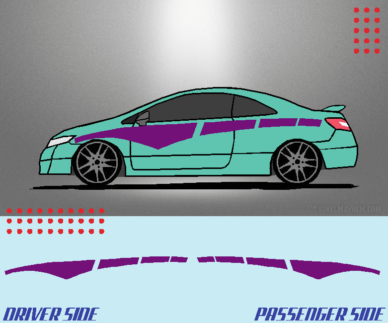 Arched Dashed Stripe vinyl graphic kit