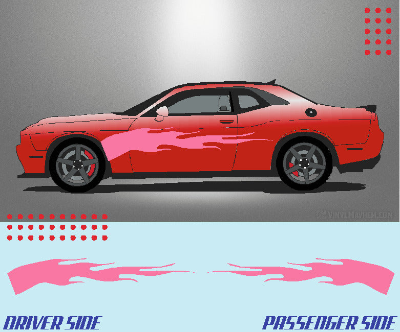 Arched Solid Flame Fire vinyl graphic kit | Racing Graphics - Vinyl Mayhem