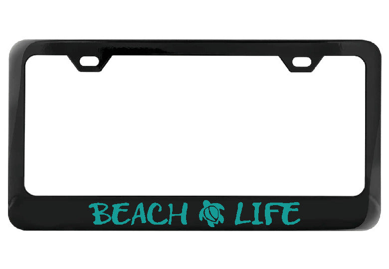 Beach Life black license plate frame