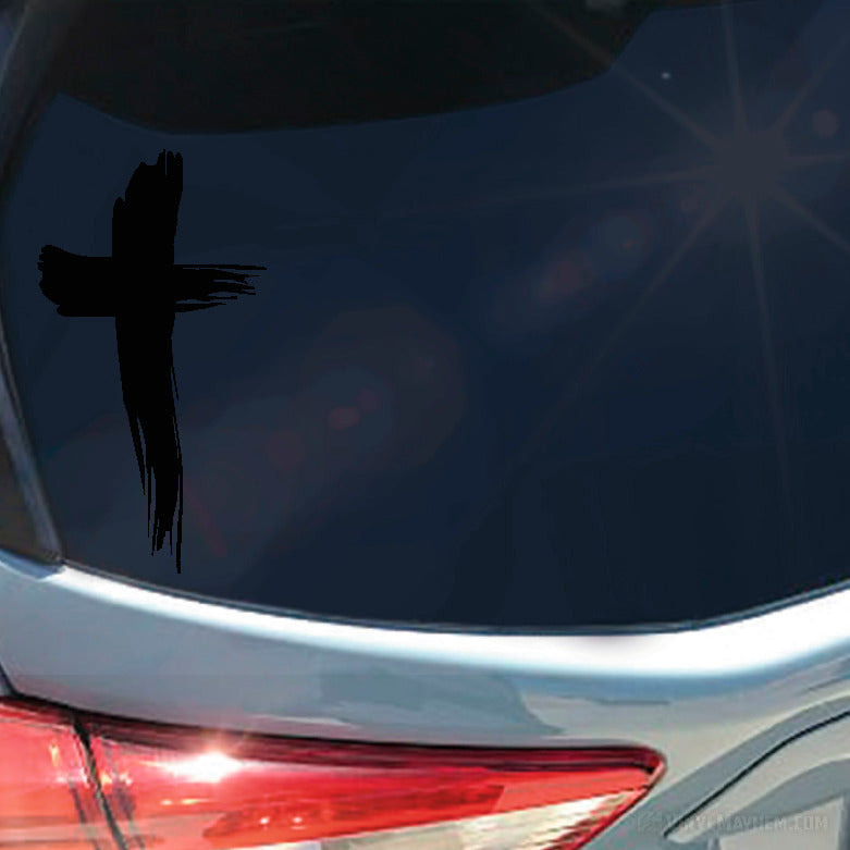 Cross brush strokes vinyl sticker