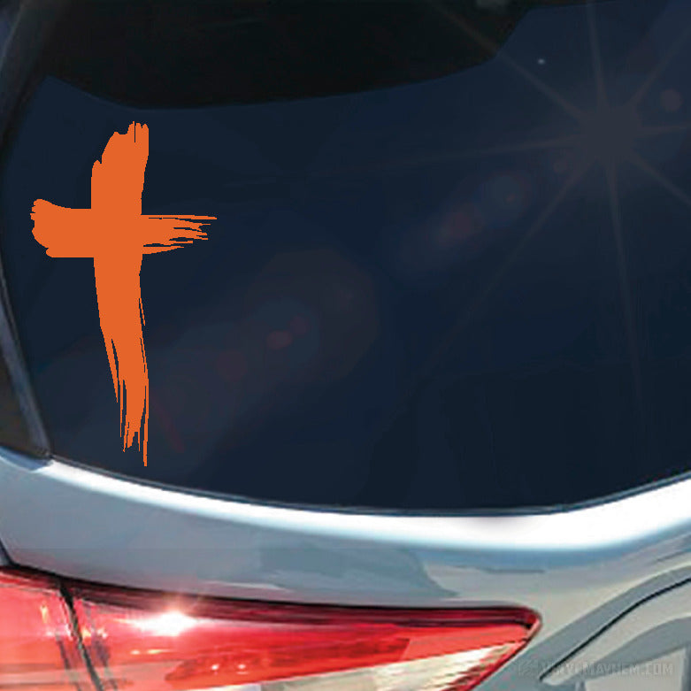 Cross brush strokes vinyl sticker