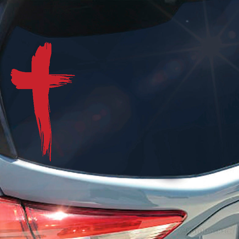 Cross brush strokes vinyl sticker