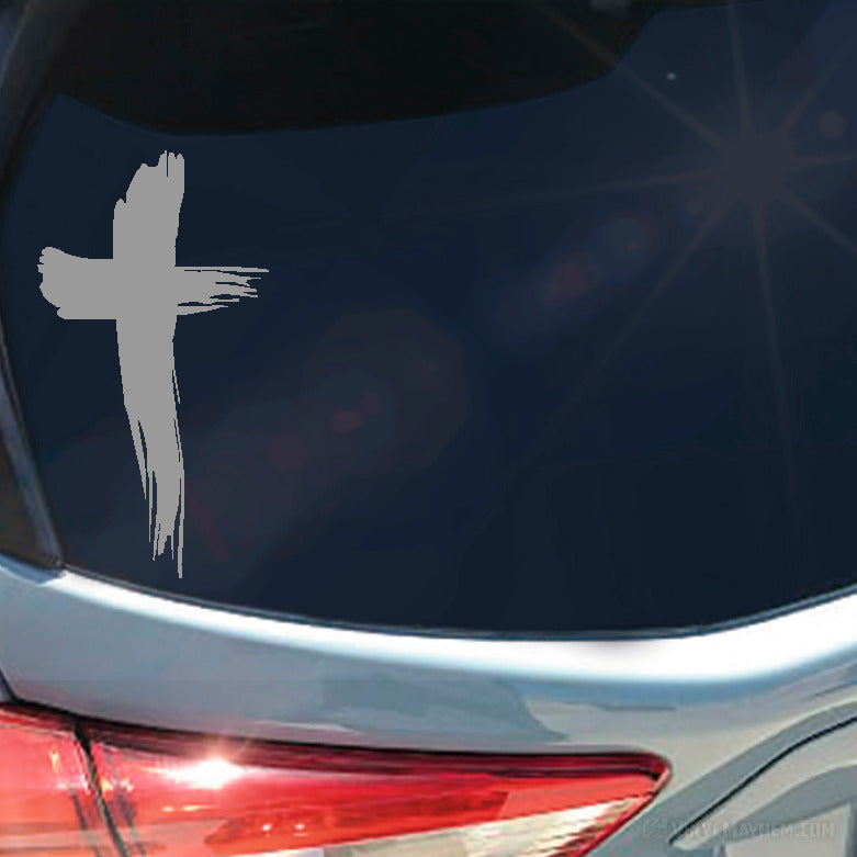 Cross brush strokes vinyl sticker