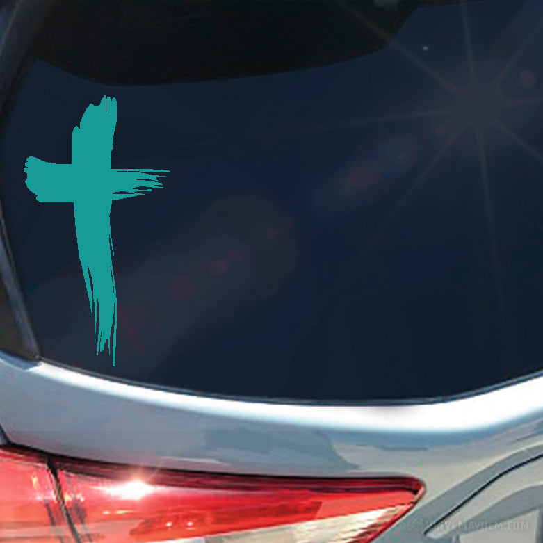 Cross brush strokes vinyl sticker