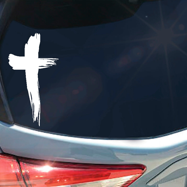 Cross brush strokes vinyl sticker