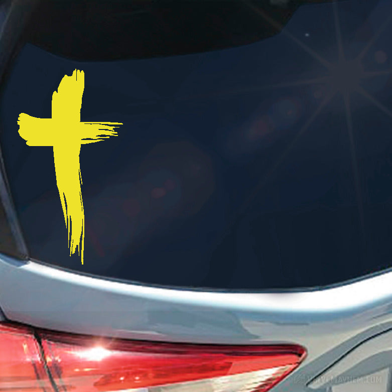 Cross brush strokes vinyl sticker