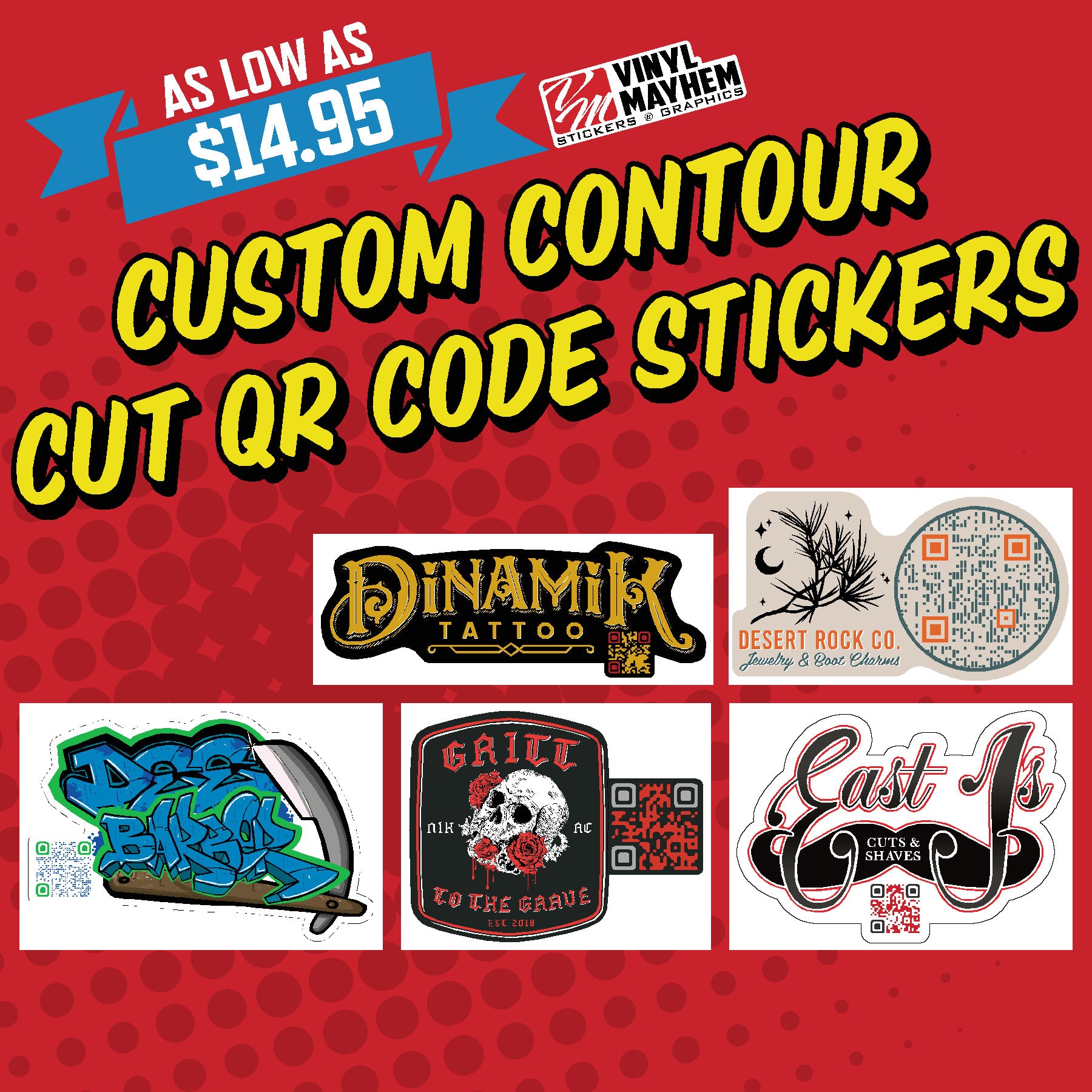 Printed Contour Cut QR Code Stickers