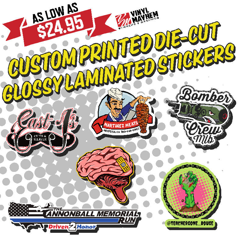 Printed Die Cut Glossy Laminated Stickers | High Quality Durable Decals ...