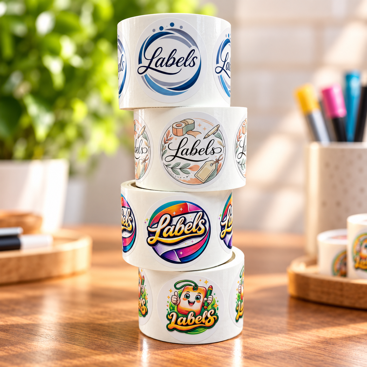 Custom White Vinyl Labels on Rolls