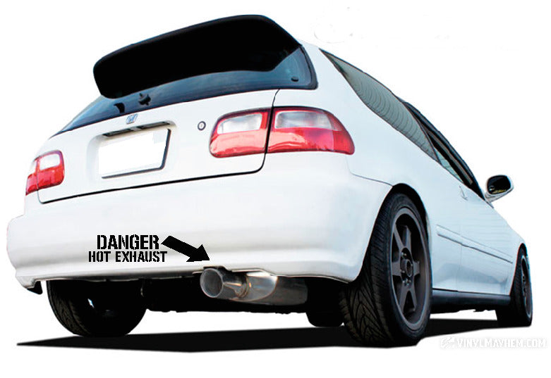 Danger Hot Exhaust with Arrow vinyl sticker