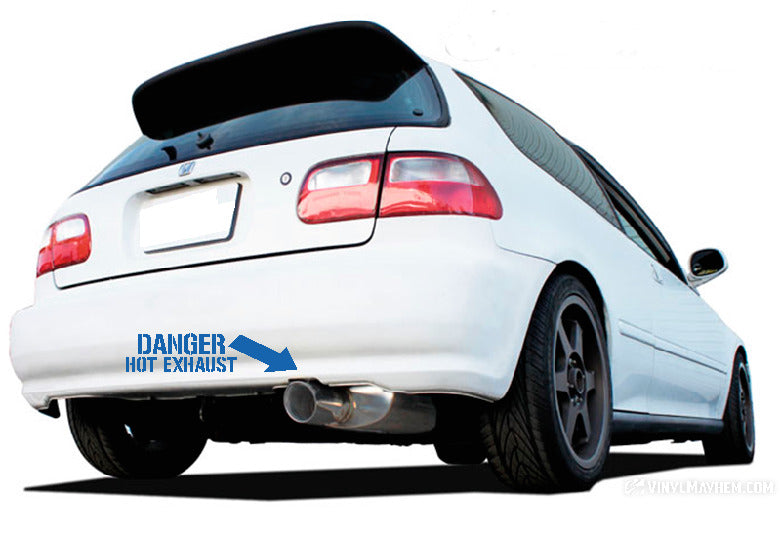 Danger Hot Exhaust with Arrow vinyl sticker