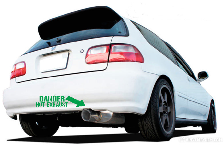 Danger Hot Exhaust with Arrow vinyl sticker