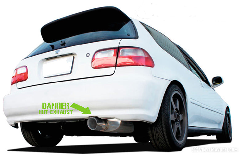 Danger Hot Exhaust with Arrow vinyl sticker