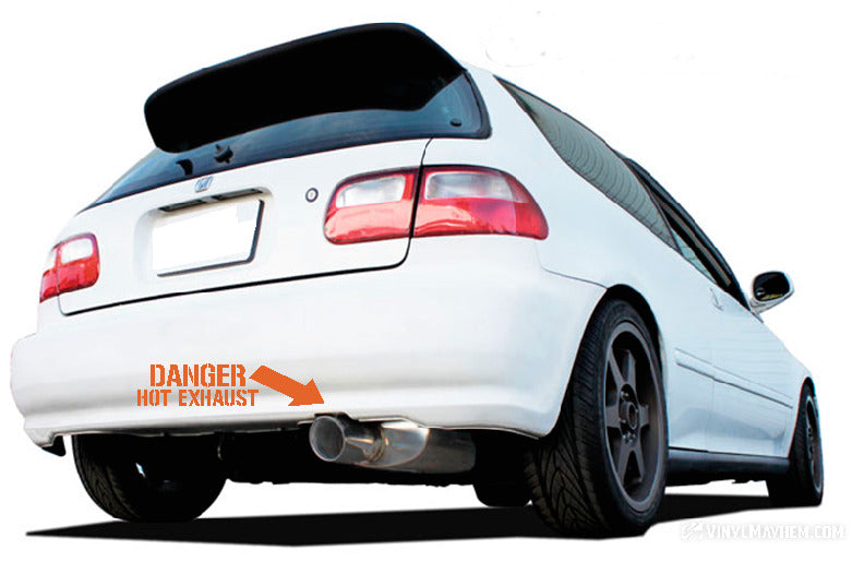 Danger Hot Exhaust with Arrow vinyl sticker