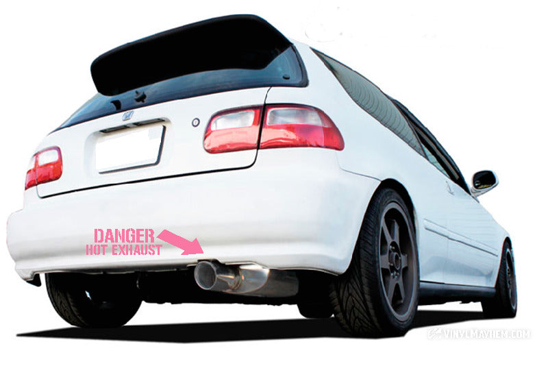 Danger Hot Exhaust with Arrow vinyl sticker