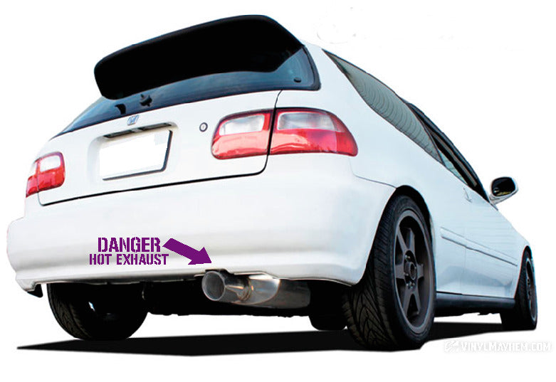 Danger Hot Exhaust with Arrow vinyl sticker