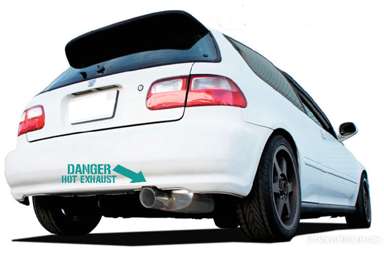 Danger Hot Exhaust with Arrow vinyl sticker