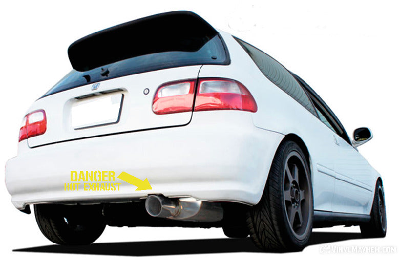 Danger Hot Exhaust with Arrow vinyl sticker