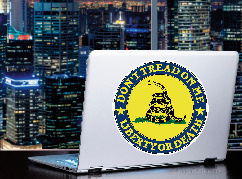 Don&#39;t Tread On Me Liberty Or Death Gadsden round sticker
