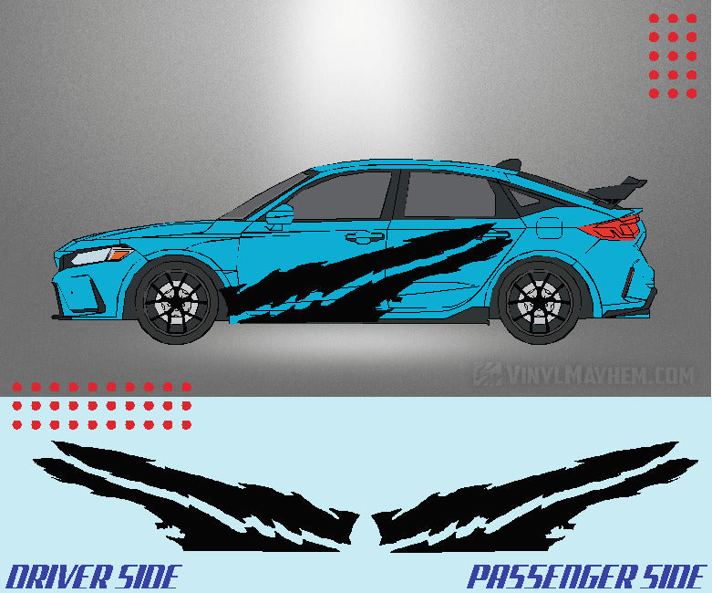 Dual Claw Shreds vinyl graphic kit