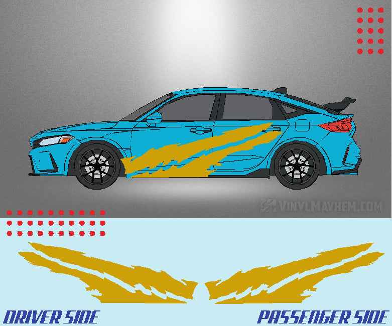 Dual Claw Shreds vinyl graphic kit