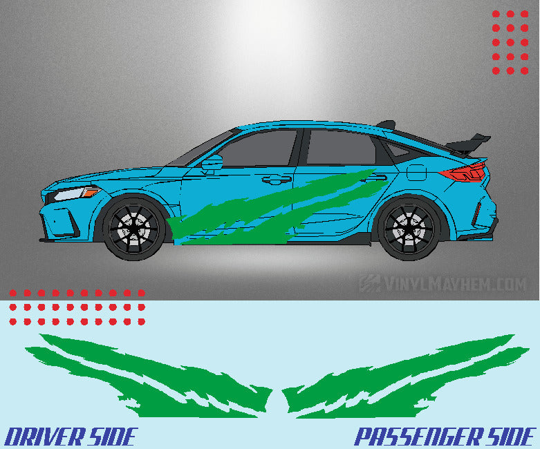 Dual Claw Shreds vinyl graphic kit