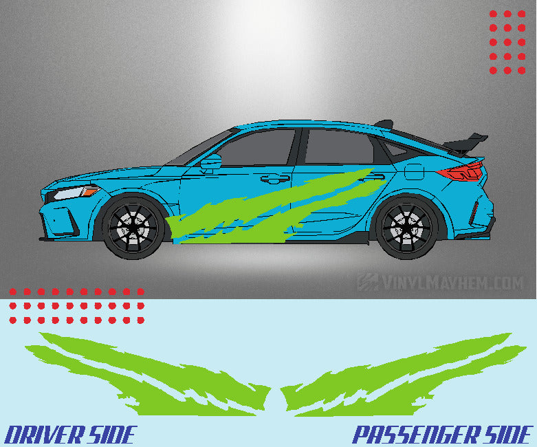 Dual Claw Shreds vinyl graphic kit