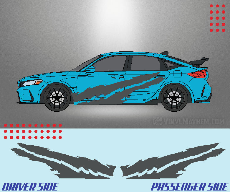 Dual Claw Shreds vinyl graphic kit