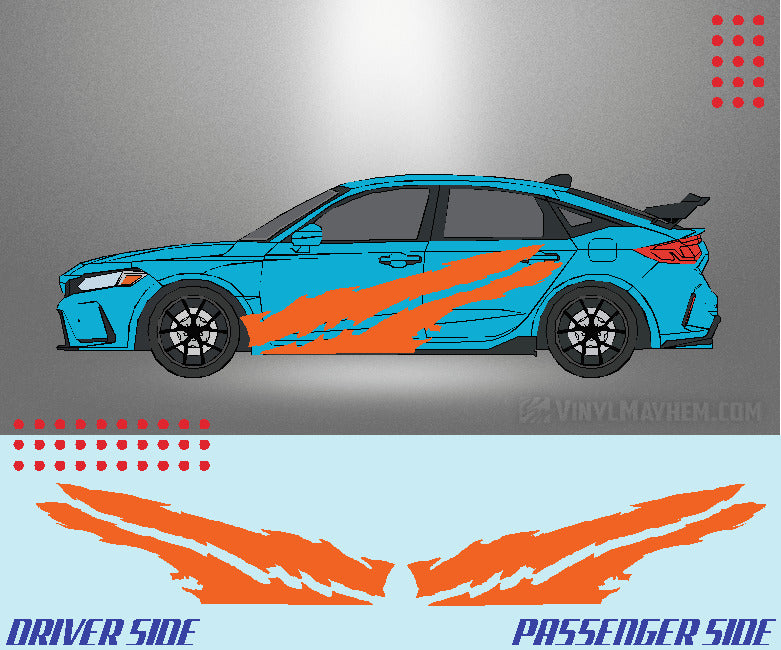 Dual Claw Shreds vinyl graphic kit