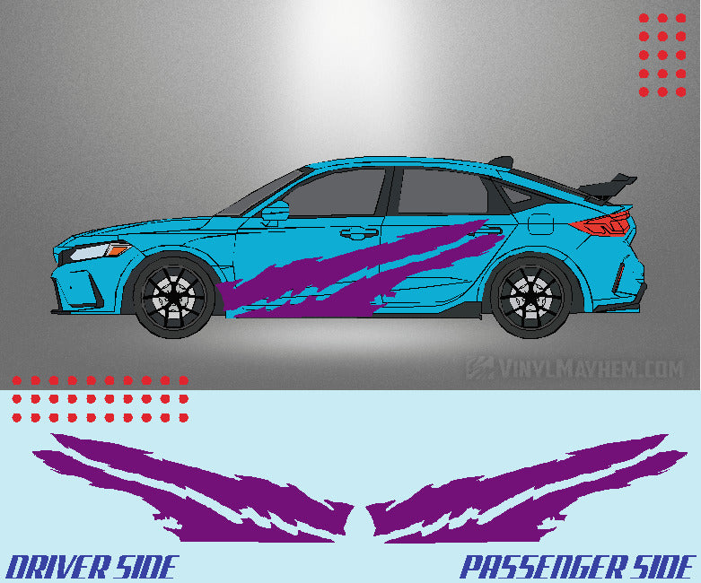 Dual Claw Shreds vinyl graphic kit