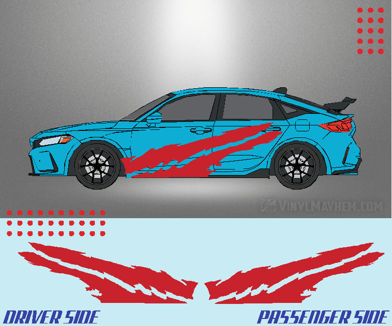 Dual Claw Shreds vinyl graphic kit