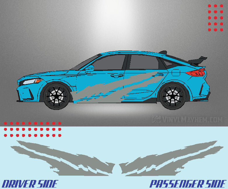 Dual Claw Shreds vinyl graphic kit